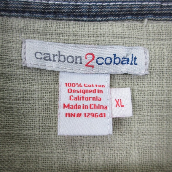 Carbon 2 Cobalt Effortlessly Cool Button Up Shirt Men XL Green Cotton Casual 476 - Picture 3 of 9